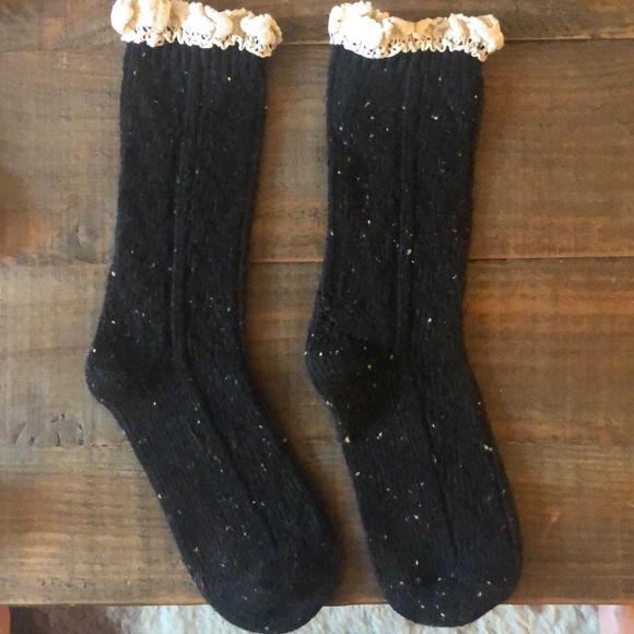 Free People Black and Ivory Speckled Lace Socks - Picture 3 of 3